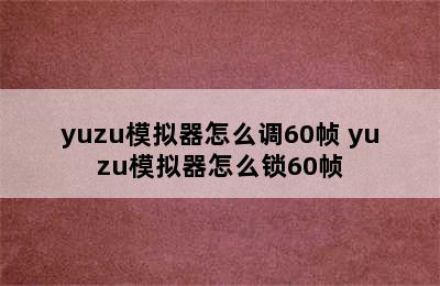 yuzu模拟器怎么调60帧 yuzu模拟器怎么锁60帧